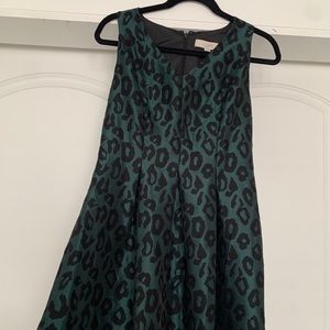 LOFT leapord print green dress